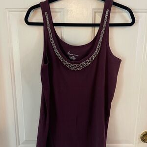 Lane Bryant Plum Color Embellished Fitted Tank Top